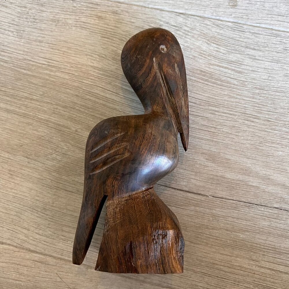 Ironwood Pelican Hand Carved 7 3/4" MCM Collectible Figurine Nautical Decor - Picture 5 of 11